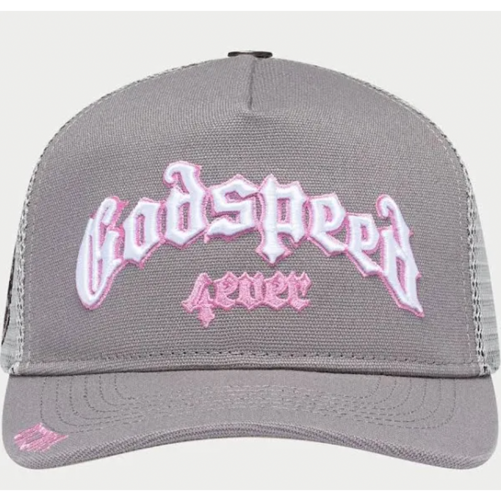 Godspeed Forever Trucker Hat (Grey/Pink)