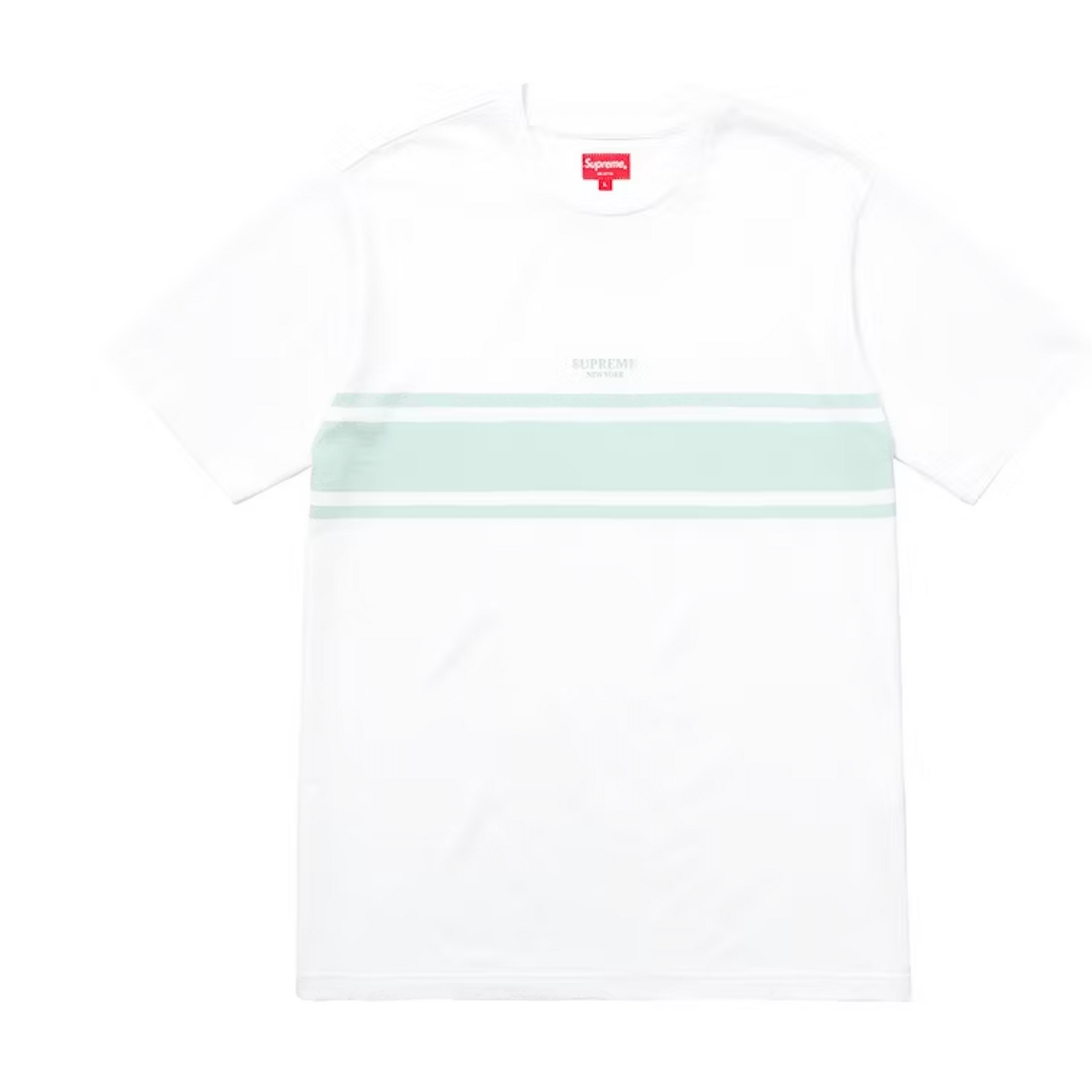 Supreme Stripe Tee White/Teal (2018)