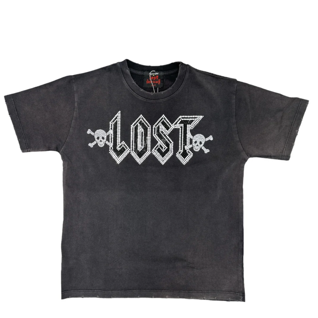 Lost Intricacy "Black Washed" Rhinestone T-Shirt
