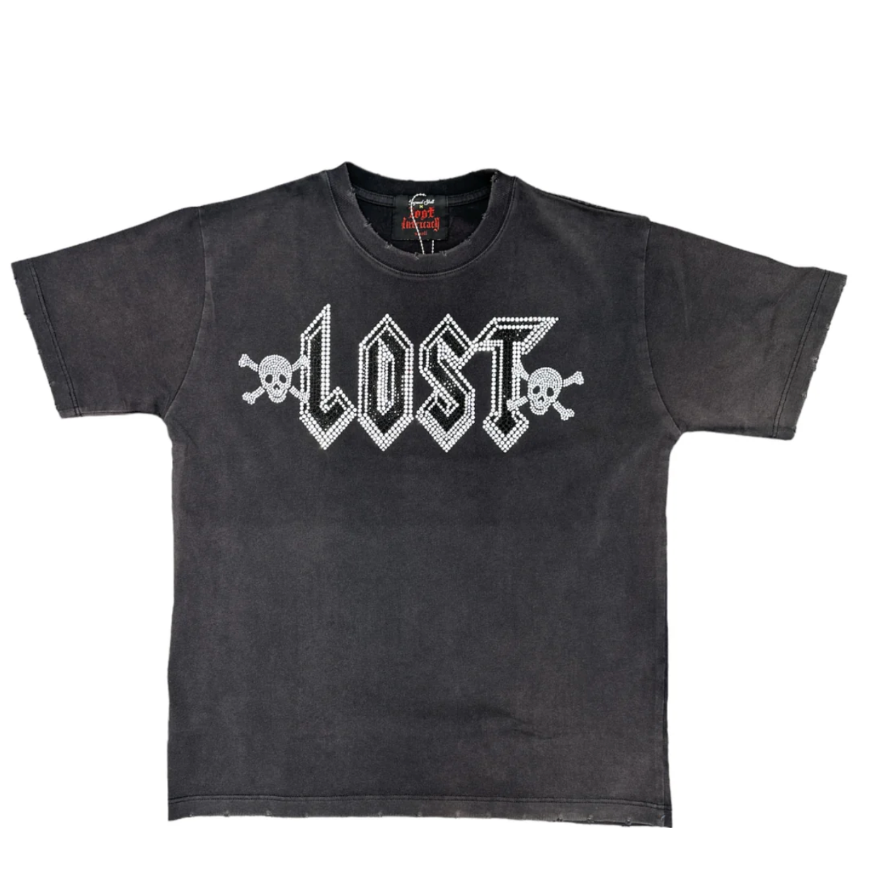 Lost Intricacy "Black Washed" Rhinestone T-Shirt