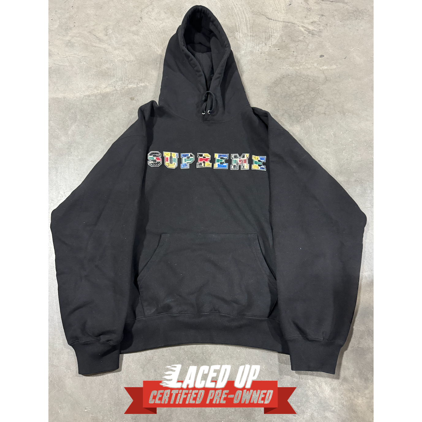 PRE OWNED CLOTHING Supreme Collegiate Patchwork Hooded Sweatshirt