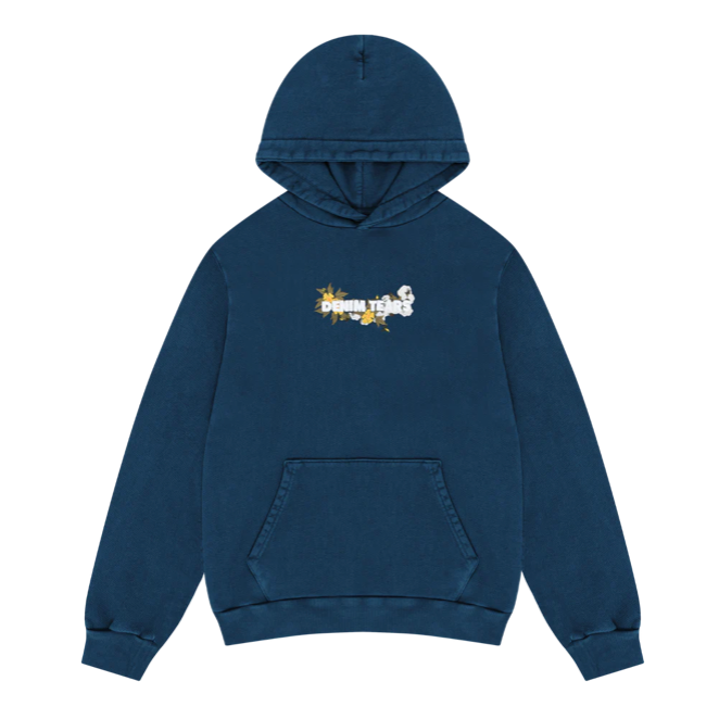 Denim Tears Embroidered Floral Logo Hoodie (Navy)
