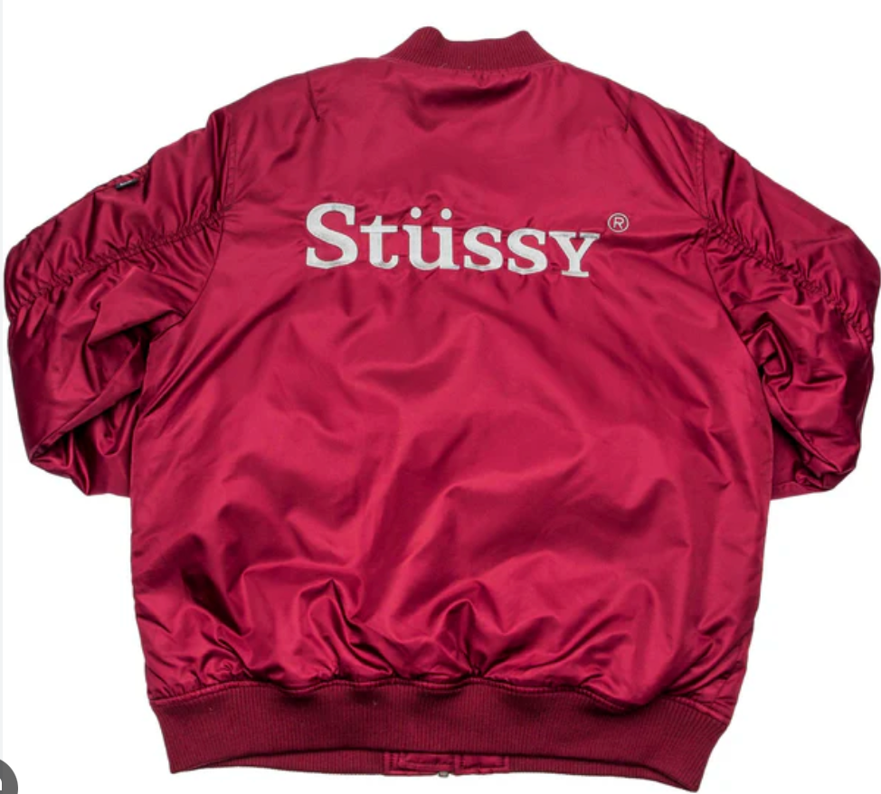 Stussy Burgundy Bomber Jacket