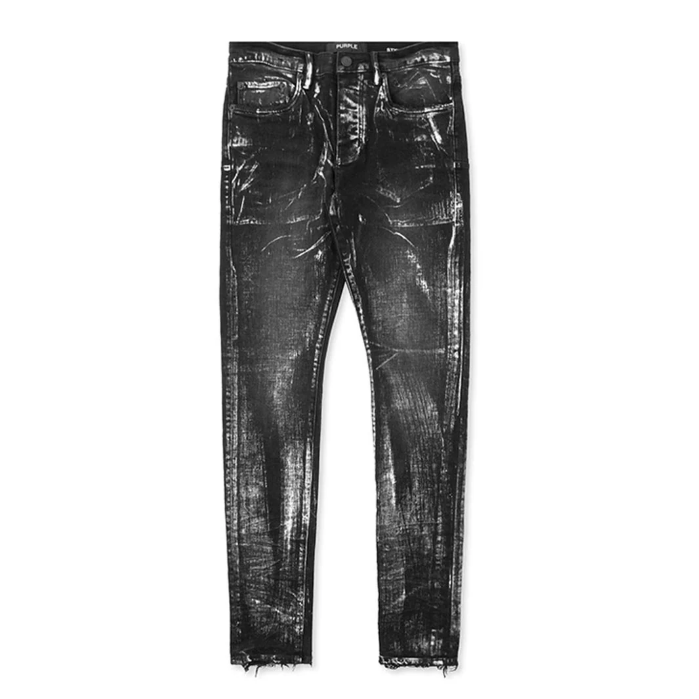 Purple Denim Jeans P001 Black Wash Metallic Silver