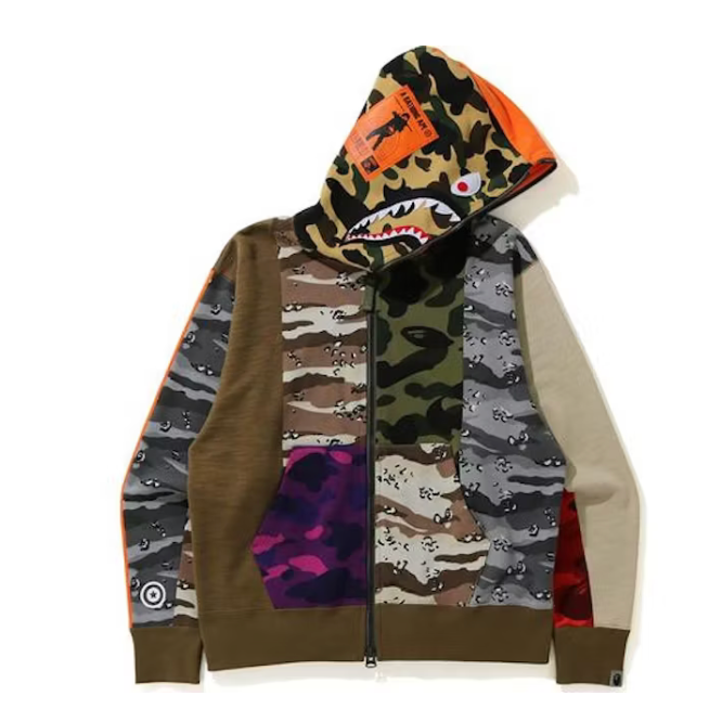 BAPE Crazy Camo Mad Shark Relaxed Full Zip Hoodie