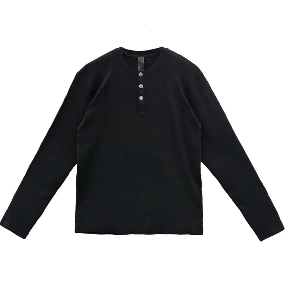 Chrome Hearts Black Henley Embroidered Thermal Shirt