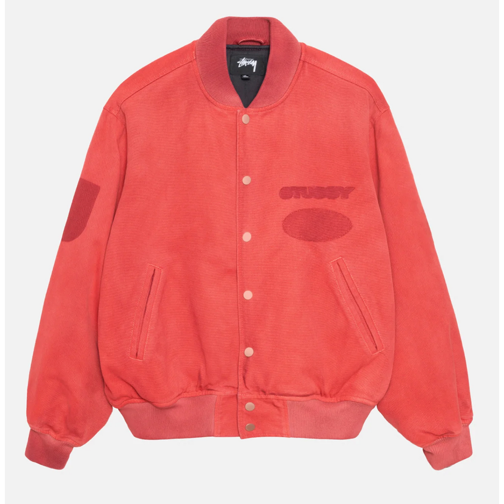 Stussy Ghost Logo Canvas Varsity Jacket