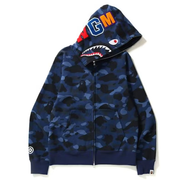 BAPE Color Camo Shark Full Zip Hoodie Black (BLUE)