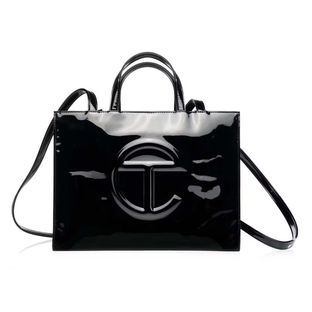 Telfar Medium Patent Shopping Bag Black
