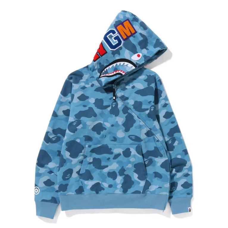 BAPE Honeycomb Camo Shark Full Zip Hoodie Blue