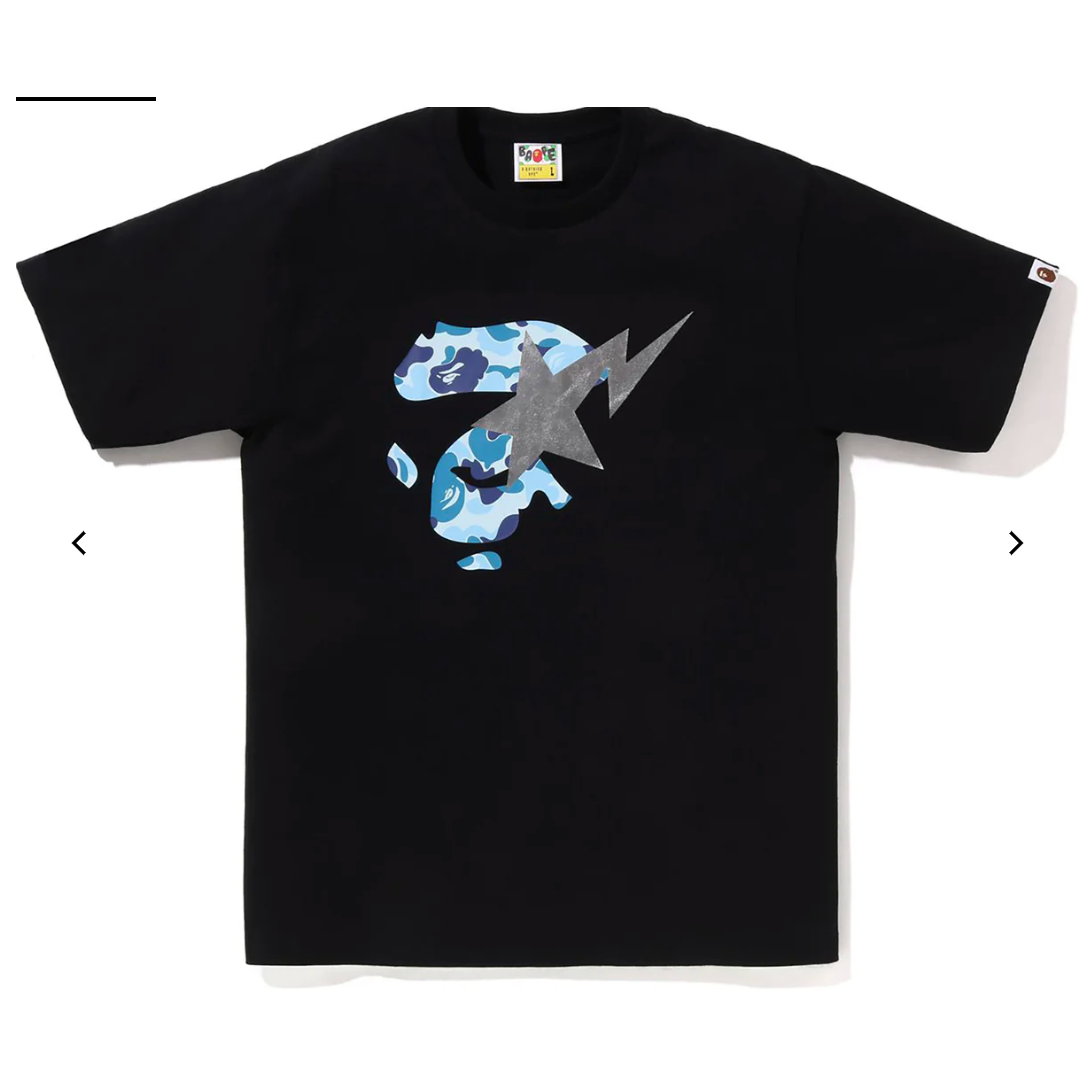 BAPE ABC CAMO APE FACE STA TEE (Black/Blue)