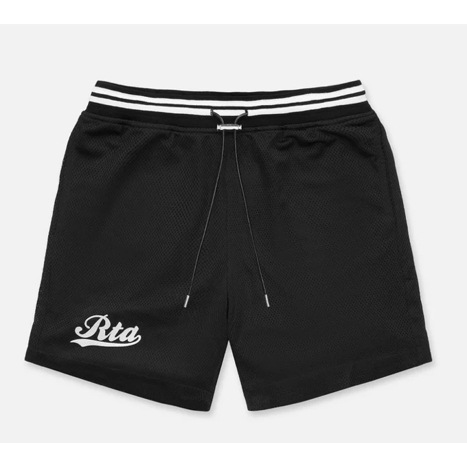 RTA Peyton Collegiate Shorts Mesh (Black W/ Silver Foil)