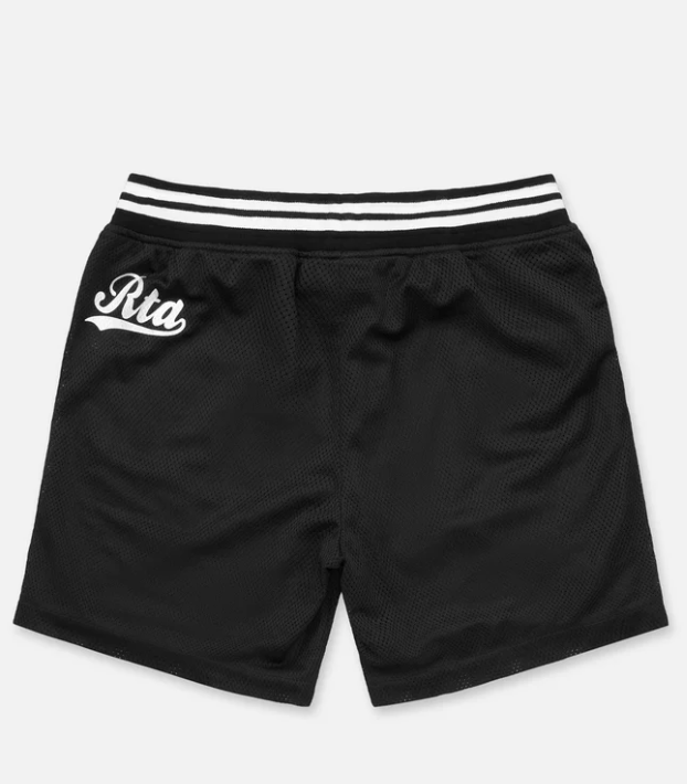RTA Peyton Collegiate Shorts Mesh (Black W/ Silver Foil)
