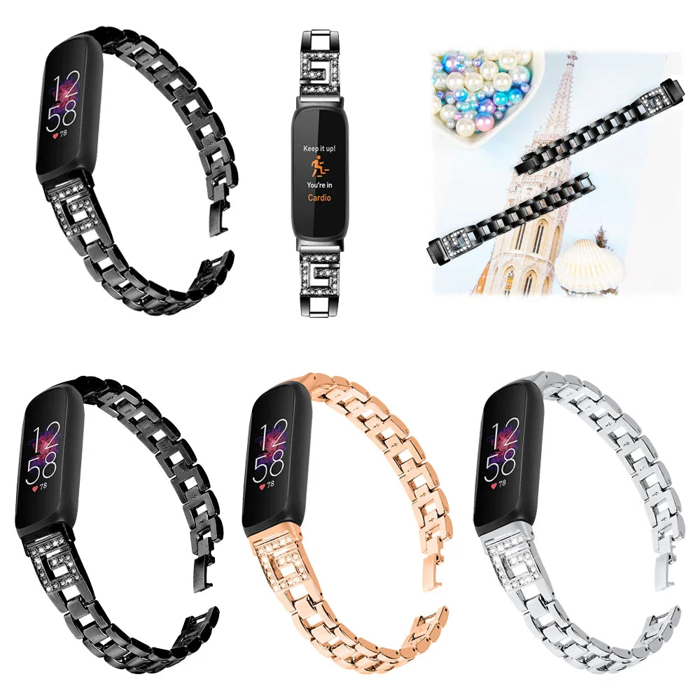 Fitbit Inspire 3 Metal Diamond Band - Elegant Strap