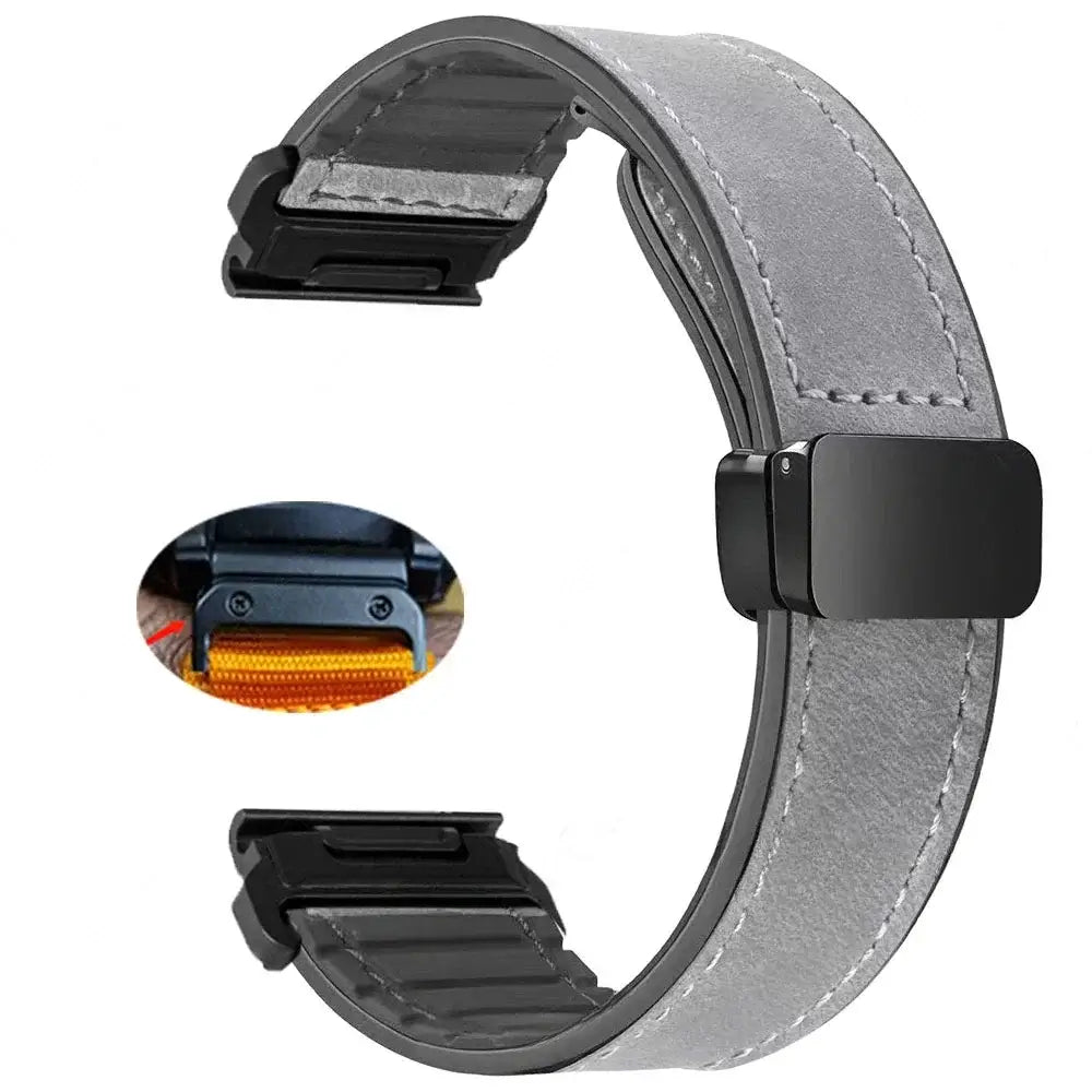 Garmin Soft Leather Band - Magnetic Buckle QuickFit Design