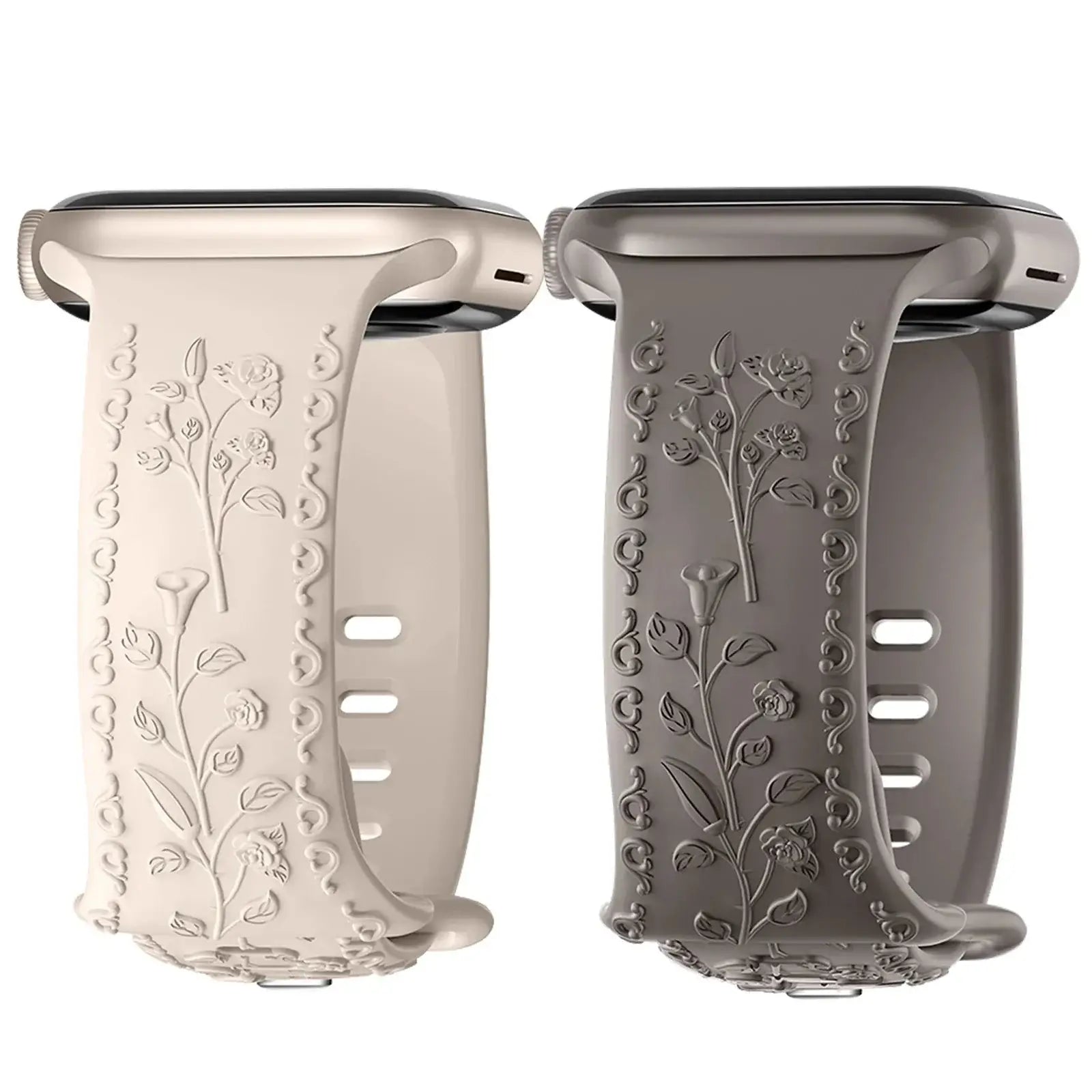 Apple Watch Silicone Band - Floral Engraved - Stylish Design