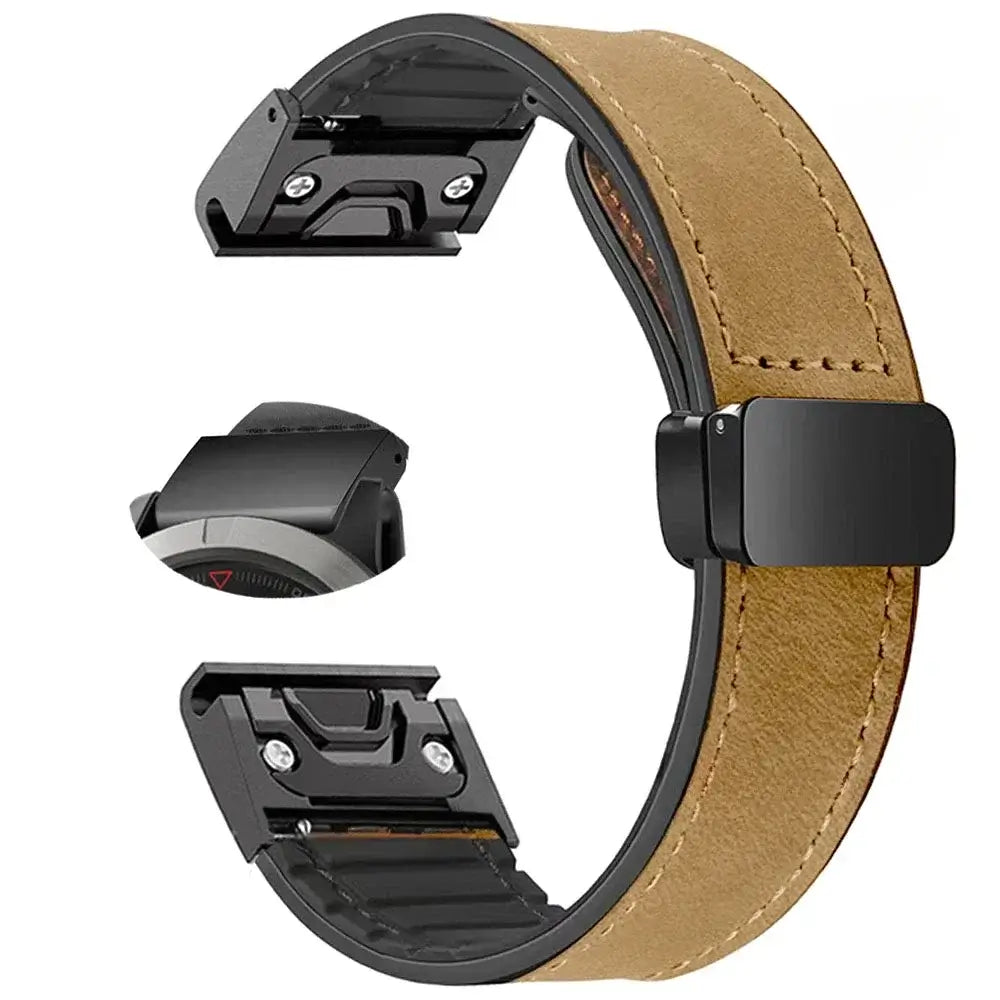 Garmin Soft Leather Band - Magnetic Buckle QuickFit Design