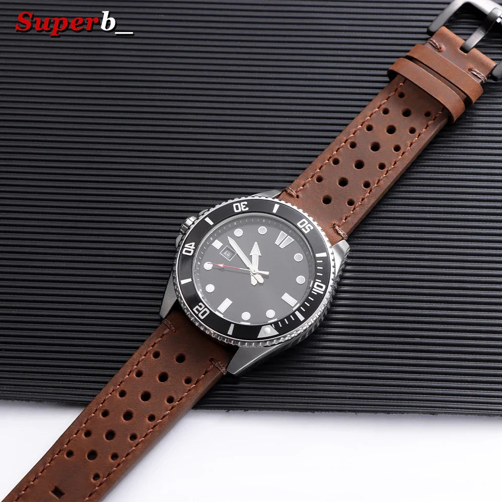 Amazfit Bands Leather Quick Release Watch Band Vintage Brown Cowhide Strap