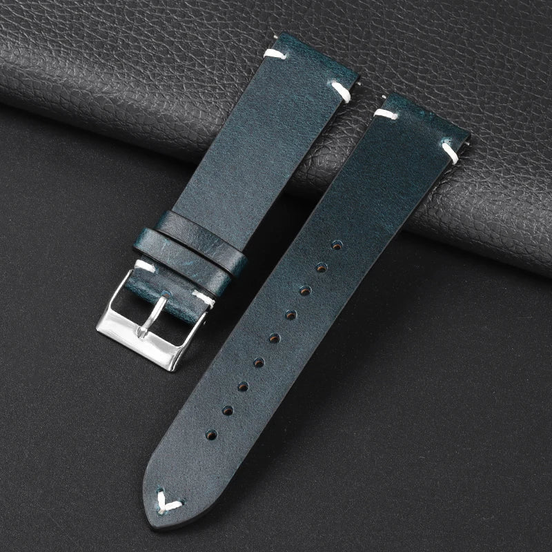OnePlus Smartwatch Leather Band Quick Release Retro Oil Wax Wristband