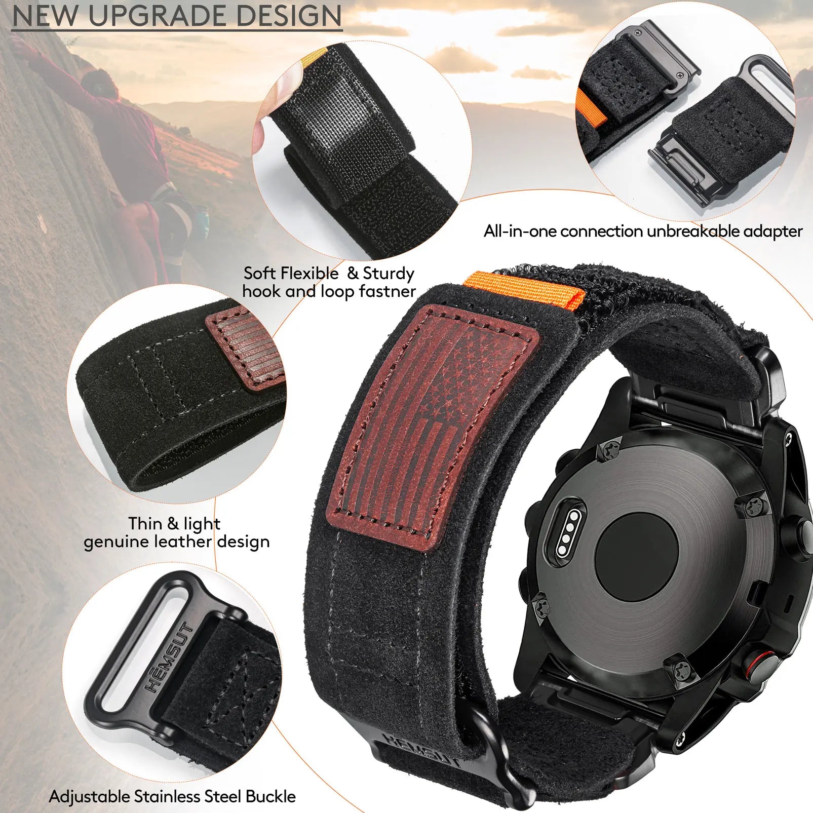 Garmin Leather Watch Band Strap - Premium Sports Style