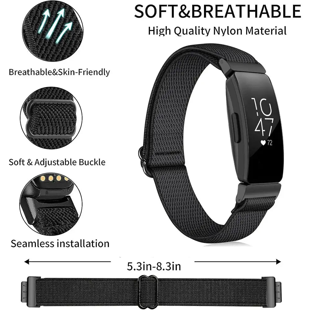 Fitbit Inspire 3, 2, 1, HR Nylon Band - Breathable Strap