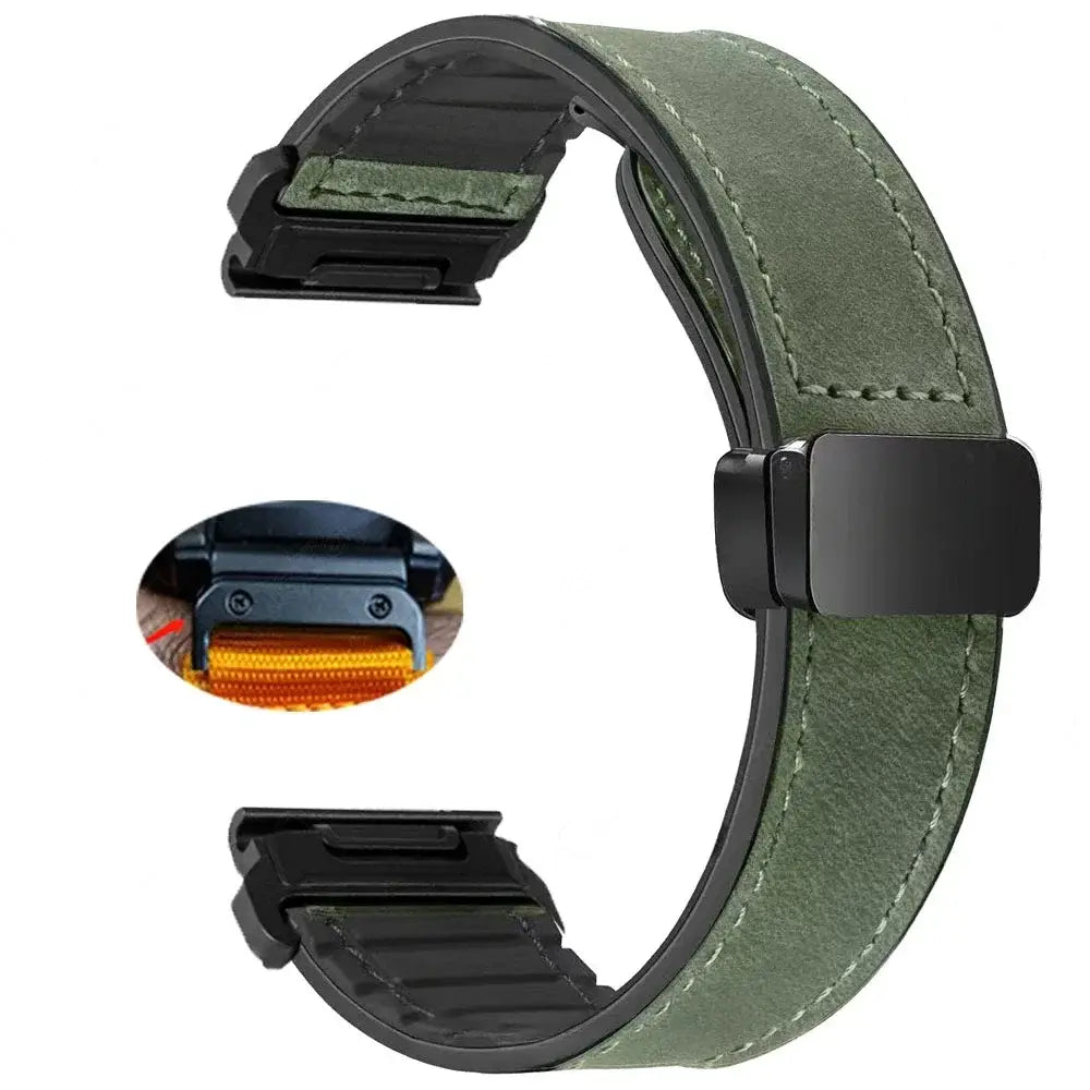 Garmin Soft Leather Band - Magnetic Buckle QuickFit Design