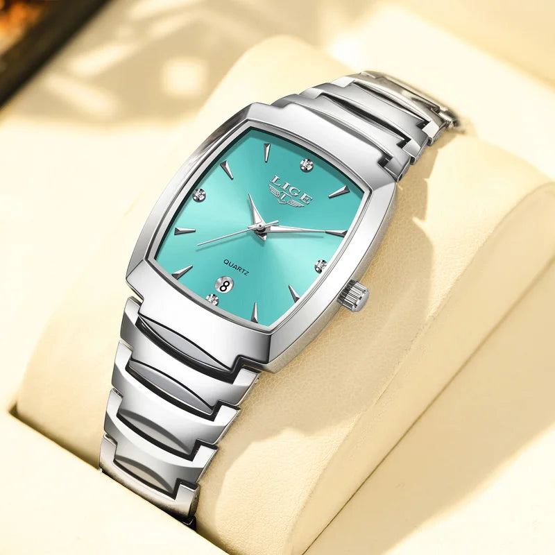 Women's Stainless Steel Rectangular Quartz Dress Watch