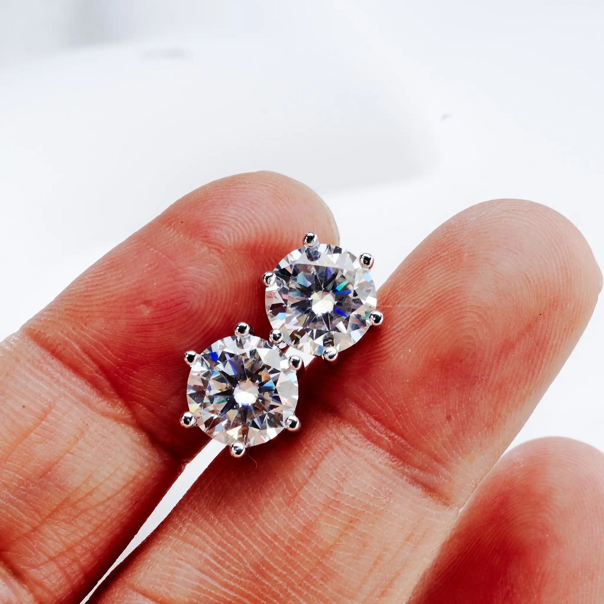 Moissanite Stud Earrings 0.5-3ct D Color GIA Certified 925 Silver Gold Plated