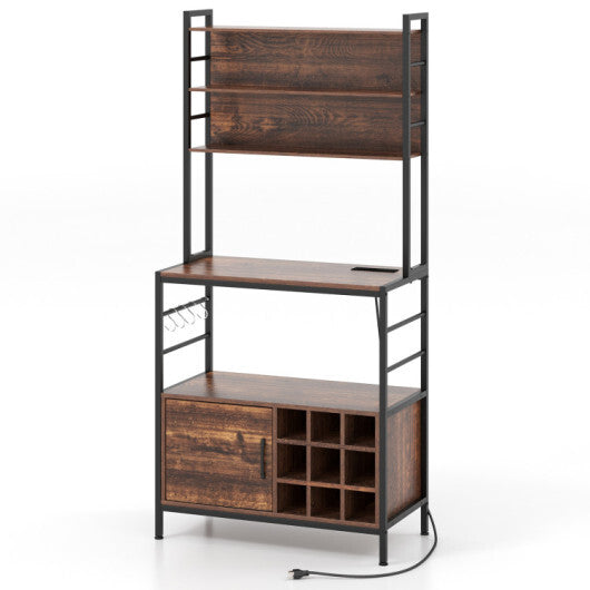 Coffee Bar Cabinet with Extra Anti-Tip System and S-Shaped Hooks