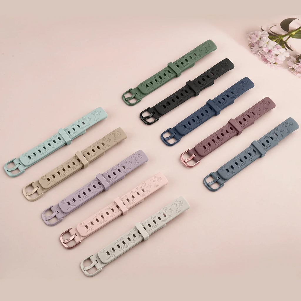 Fitbit Luxe TPU Flower Engraved Band - Soft and Comfortable