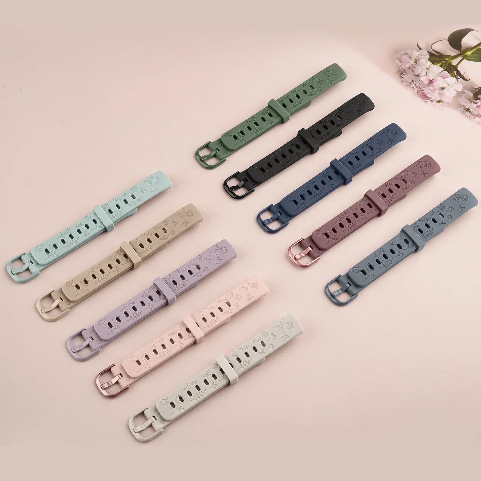 Fitbit Luxe TPU Flower Engraved Band - Soft and Comfortable