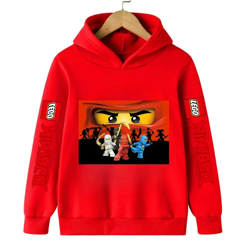Color: Yellow, Kid Size: 17 - Lego Phantom Ninja Cartoon Children's Hooded Hoodies Casual Sports Sweatshirt 3-13 Year Old Boy Kid Baby Girls Clothes Pullover