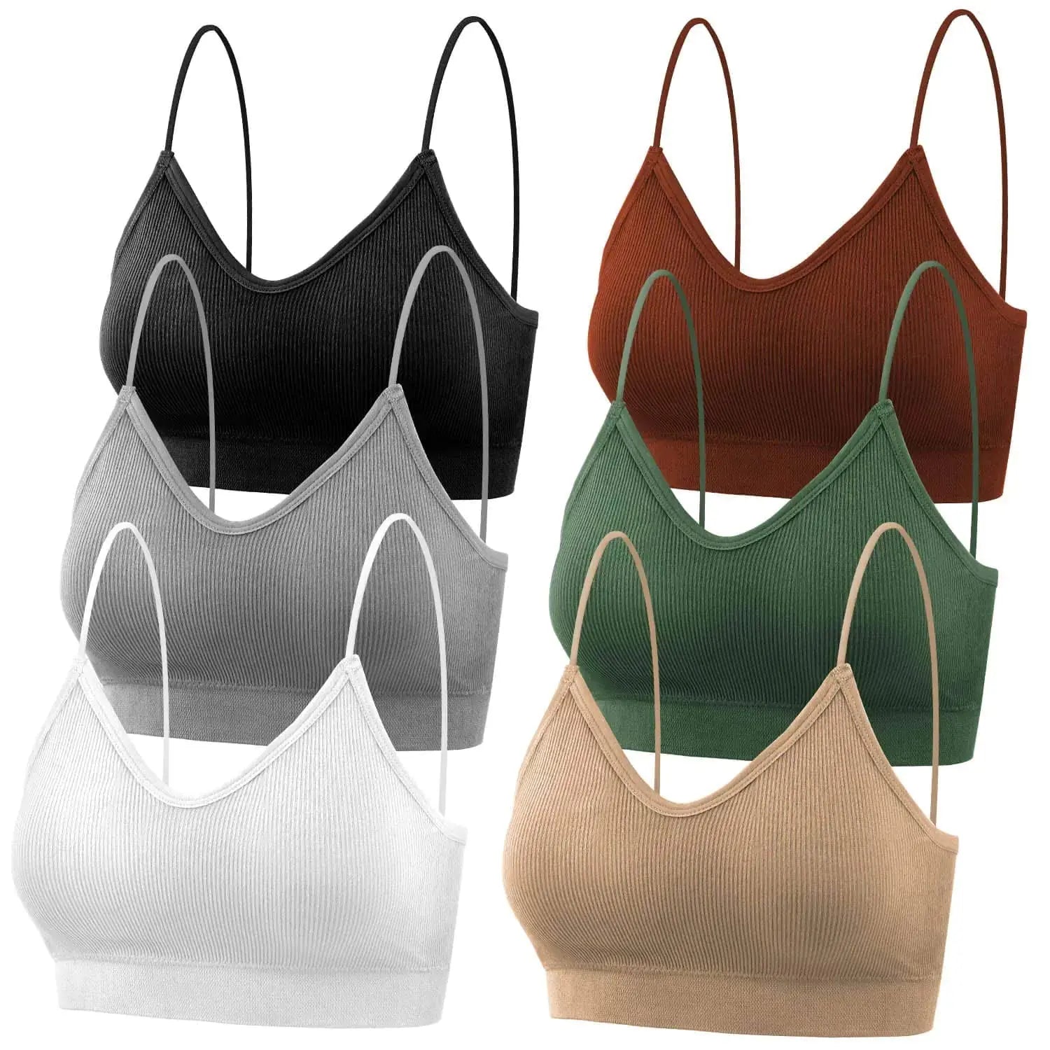 Selizo Padded Bralettes for Women | 6 Pcs V Neck Cami Bando Sports Bras for Women