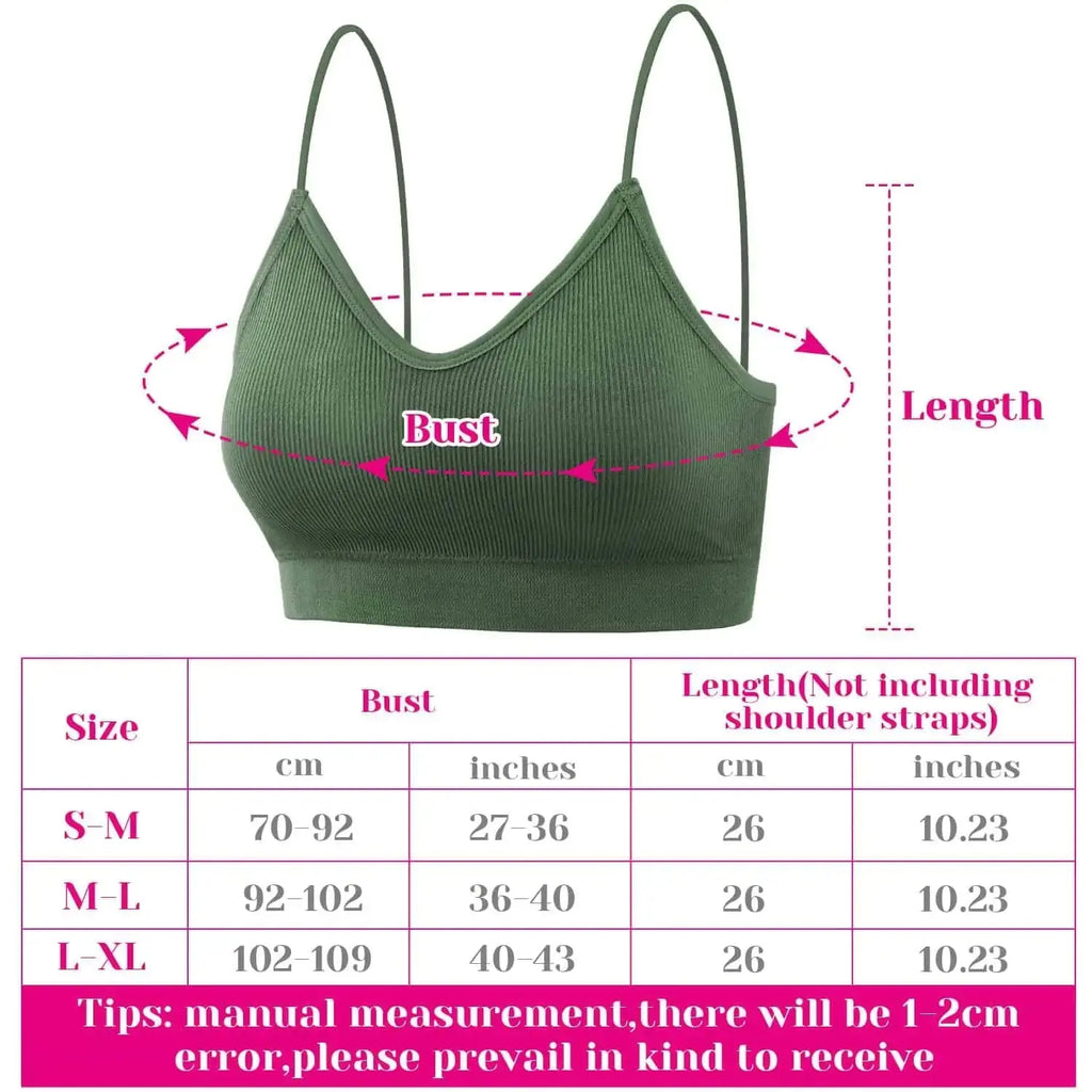Selizo Padded Bralettes for Women | 6 Pcs V Neck Cami Bando Sports Bras for Women