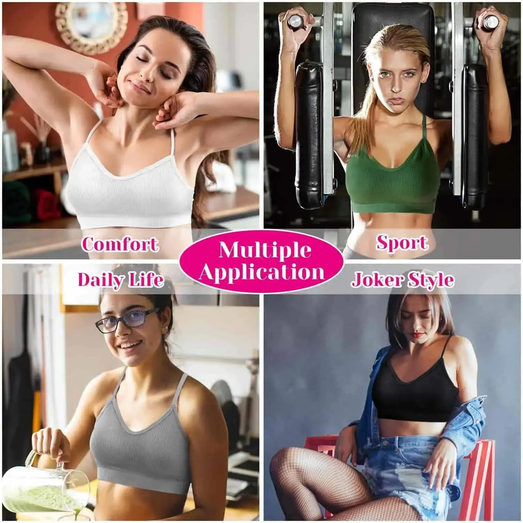 Selizo Padded Bralettes for Women | 6 Pcs V Neck Cami Bando Sports Bras for Women
