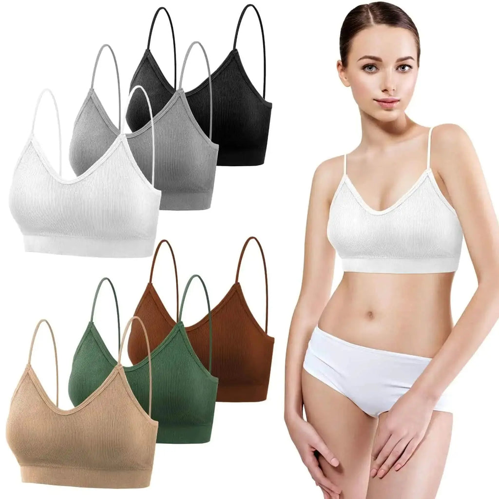 Selizo Padded Bralettes for Women | 6 Pcs V Neck Cami Bando Sports Bras for Women