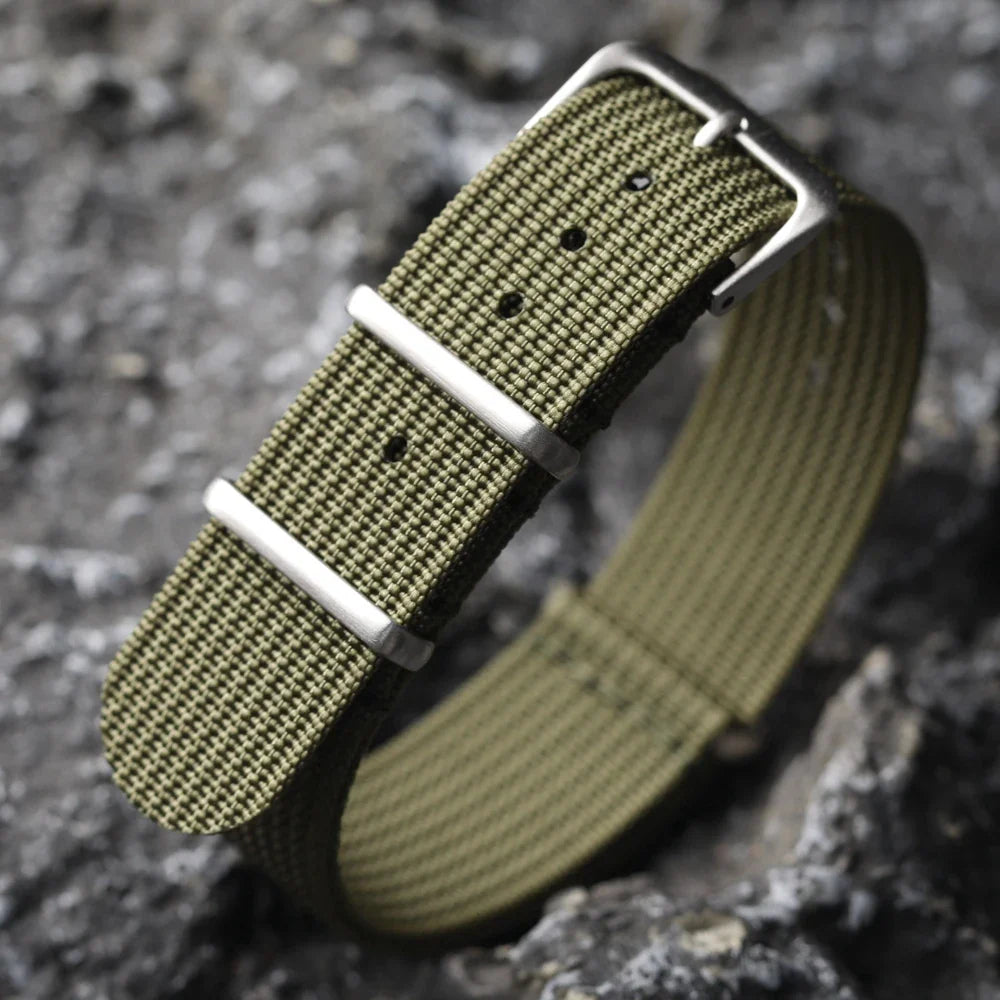Polar Ribbed Nylon Watch Band Unisex Fabric Strap With Pin Buckle