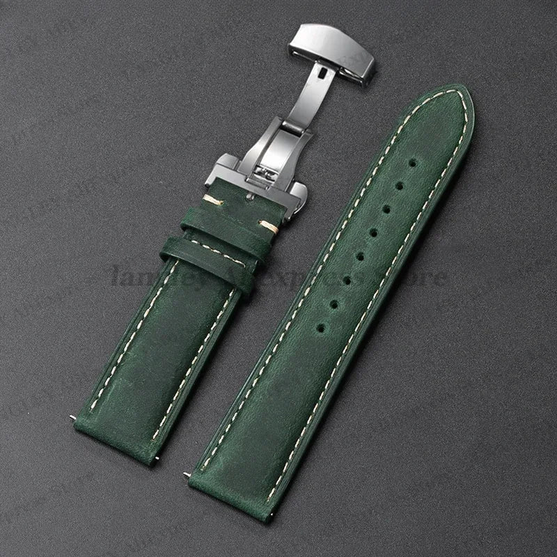 OnePlus Smartwatch Genuine Leather Band - Brown Butterfly Buckle Strap