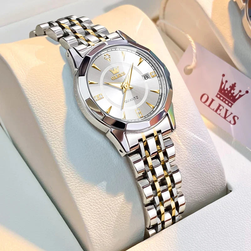 Women's Two Tone Stainless Steel Quartz Watch Luminous
