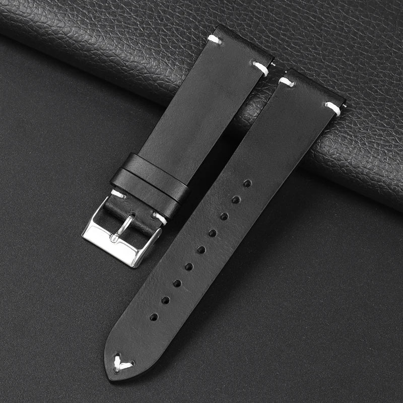 OnePlus Smartwatch Leather Band Quick Release Retro Oil Wax Wristband