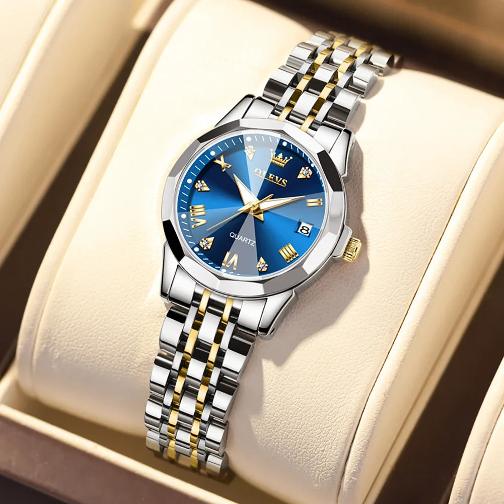 Women's Two Tone Stainless Steel Quartz Watch With Date