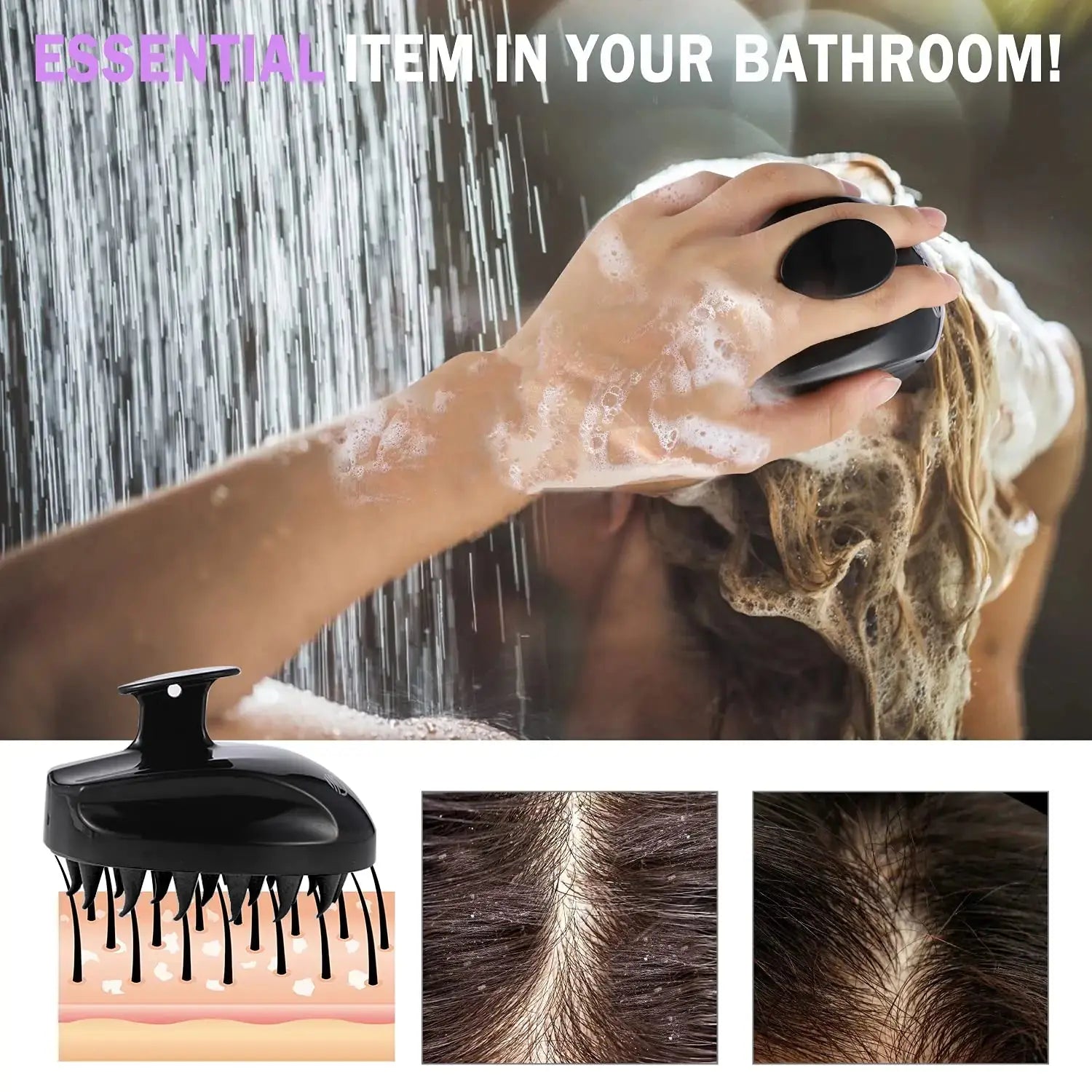 Shampoo Brush & Scalp Massager for Stress Relief and Hair Growth – Perfect for Men, Women, and Kids