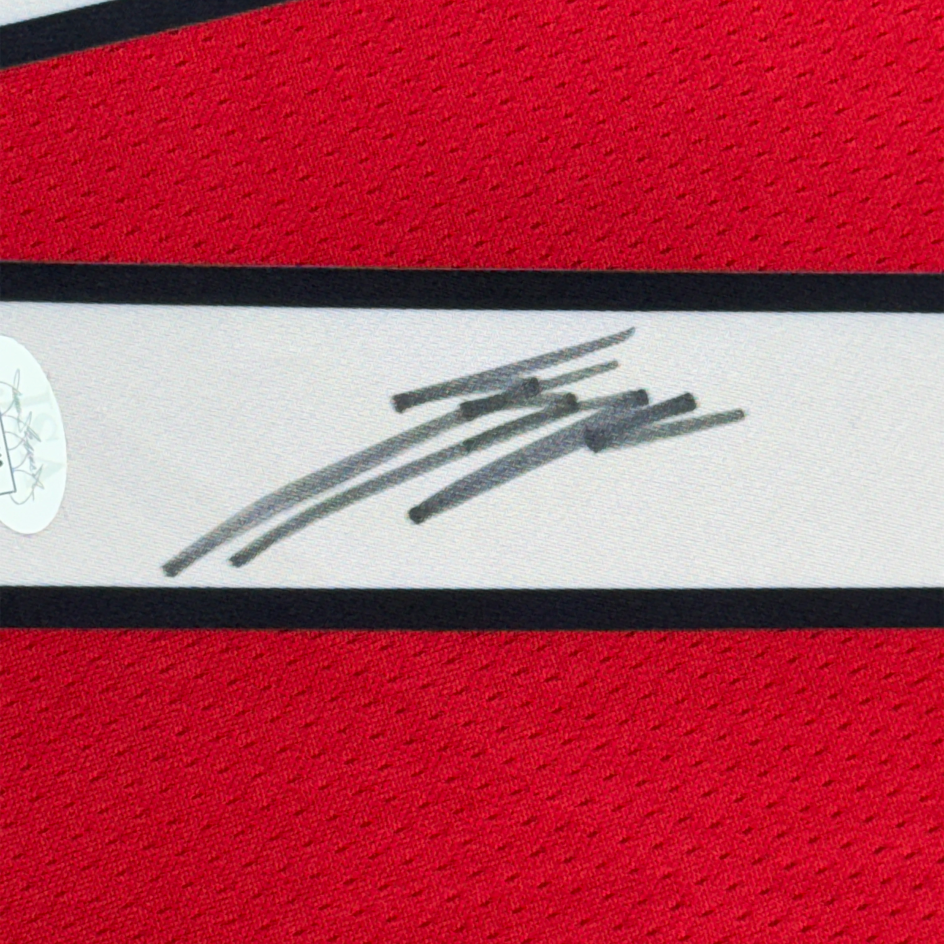 Framed Autographed/Signed Shaedon Sharpe 35x39 Portland Red Basketball Jersey JSA COA