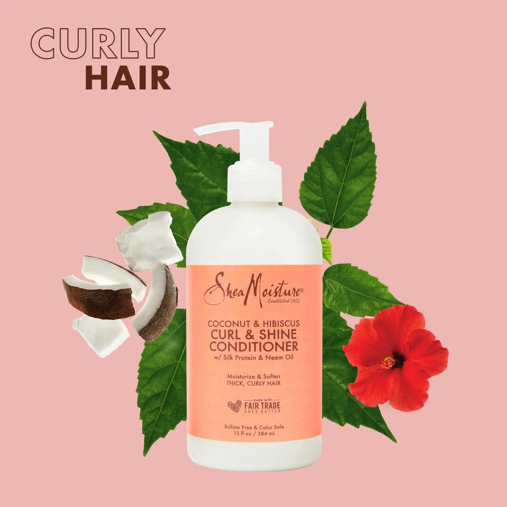 SheaMoisture Curl & Shine Conditioner - Coconut & Hibiscus for Thick, Curly Hair (13 oz)