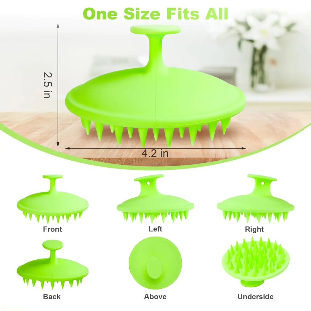 Silicone Scalp Massager Shampoo Brush, Scalp Brush for Hair Growth & Dandruff Removal, Hair Scrubber Scalp Stimulator Exfoliator Brush with Soft Bristles for Wet Dry Scalp Care (Green) Green
