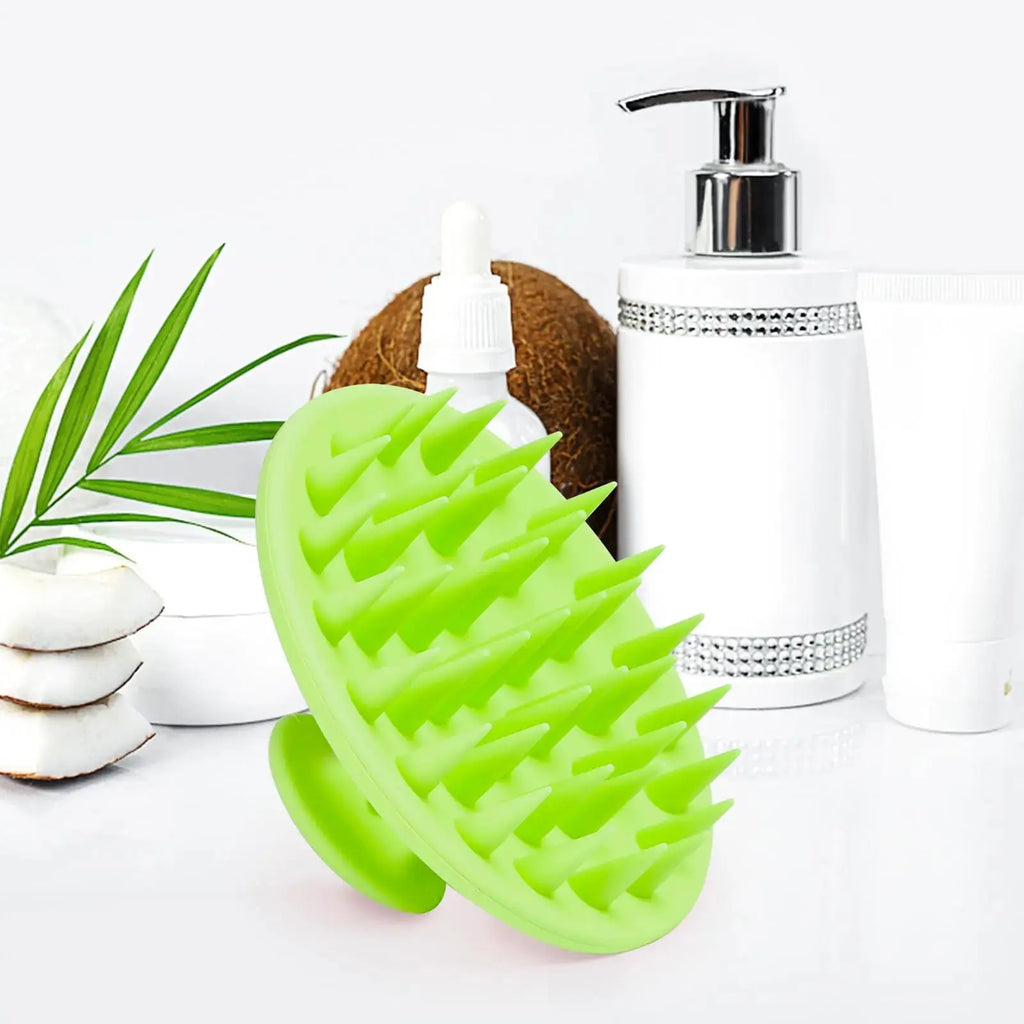 Silicone Scalp Massager Shampoo Brush, Scalp Brush for Hair Growth & Dandruff Removal, Hair Scrubber Scalp Stimulator Exfoliator Brush with Soft Bristles for Wet Dry Scalp Care (Green) Green