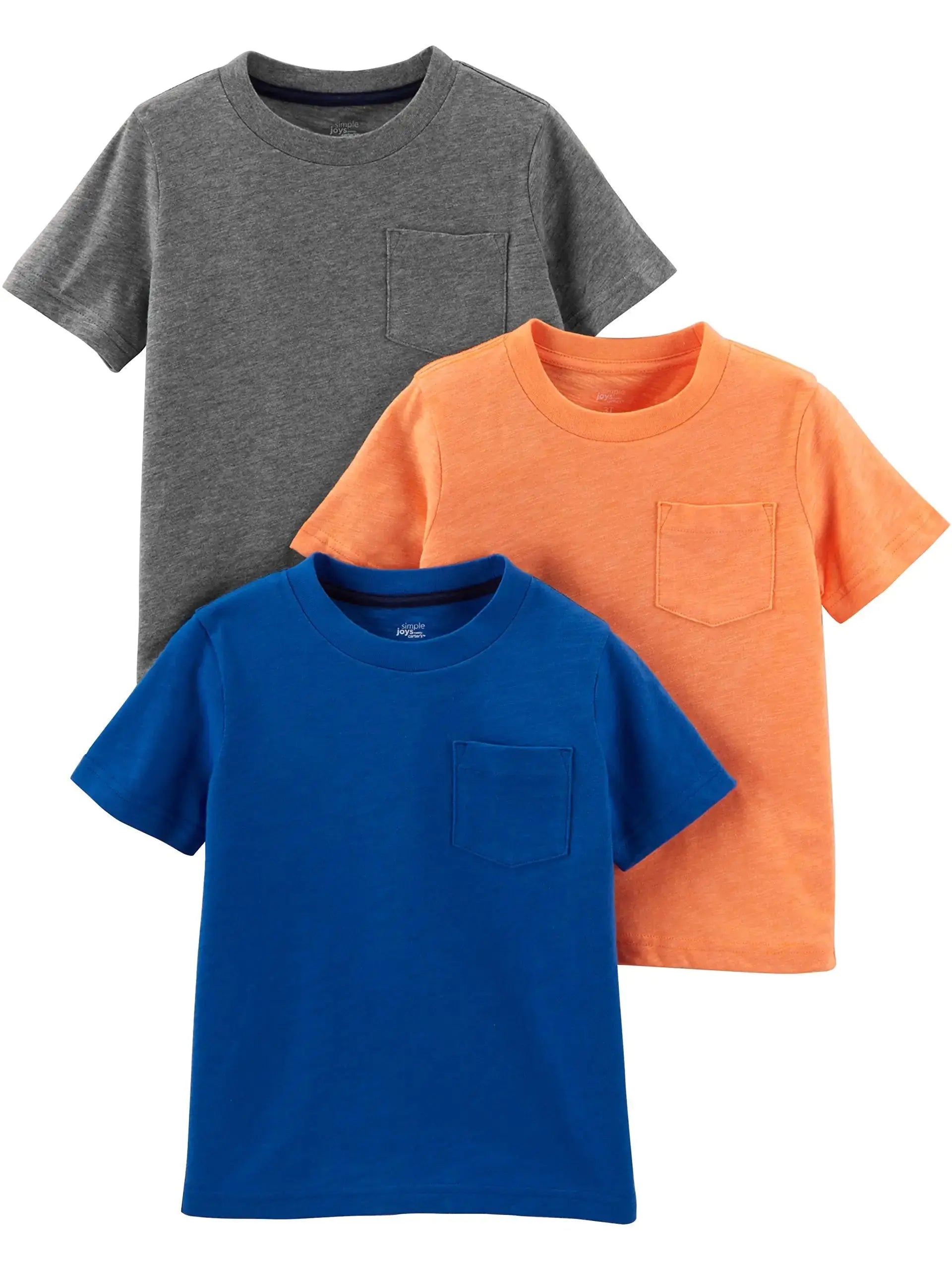 Simple Joys by Carter's Baby Boys Short-Sleeve Tee Shirts | 3-Pack Grey/Orange/Royal Blue