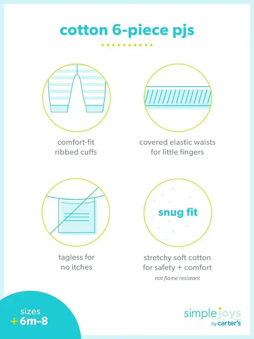 Simple Joys by Carter's Girls 6-Piece Snug Fit Cotton Pajama Set