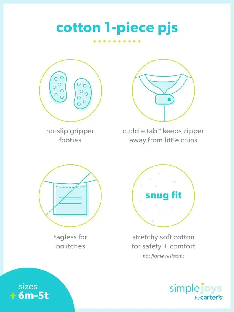 Simple Joys by Carter's Girls' Snug Fit Footed Cotton Pajamas Set With Cozy Footed Cuffs