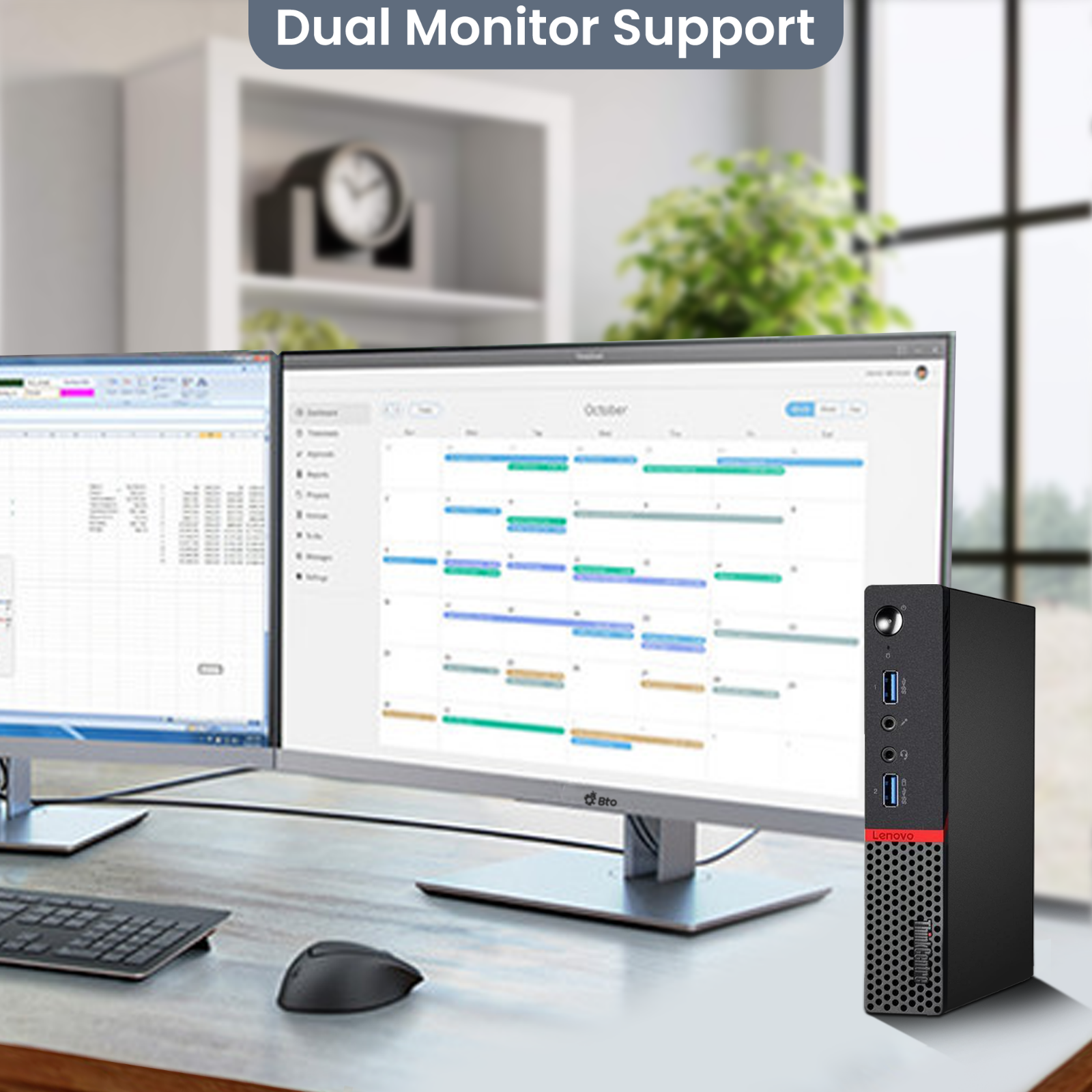 Lenovo ThinkCentre Business Desktop Intel 3.10 GHz Windows 11 Pro With 24 Inch LED